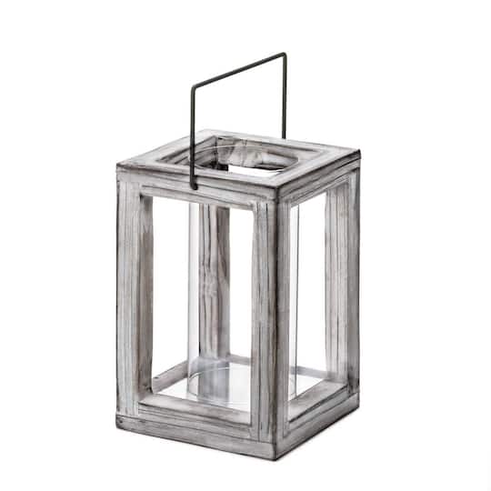 9" Weathered Garden Wooden Lantern